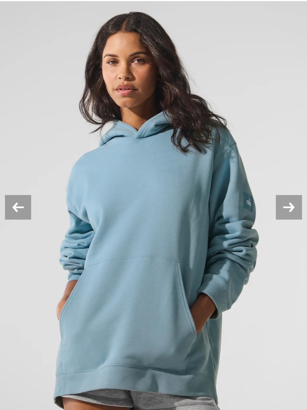 ALO Yoga Light Blue Women's Cozy Hooded Pullover